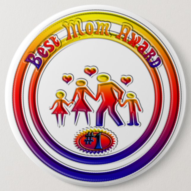 Best Mum Award Rainbow Family Button (Front)