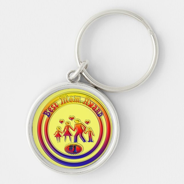 Best Mum Award Rainbow Family Key Ring (Front)