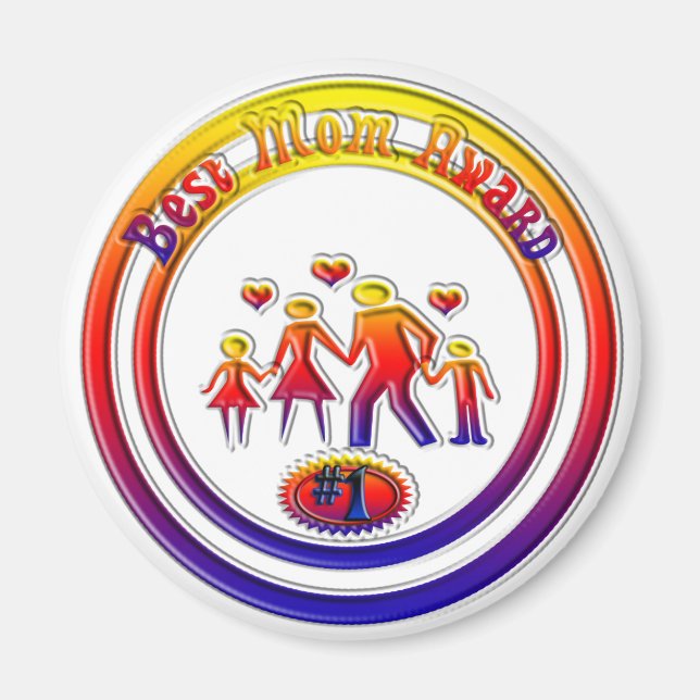 Best Mum Award Rainbow Family Magnet (Front)