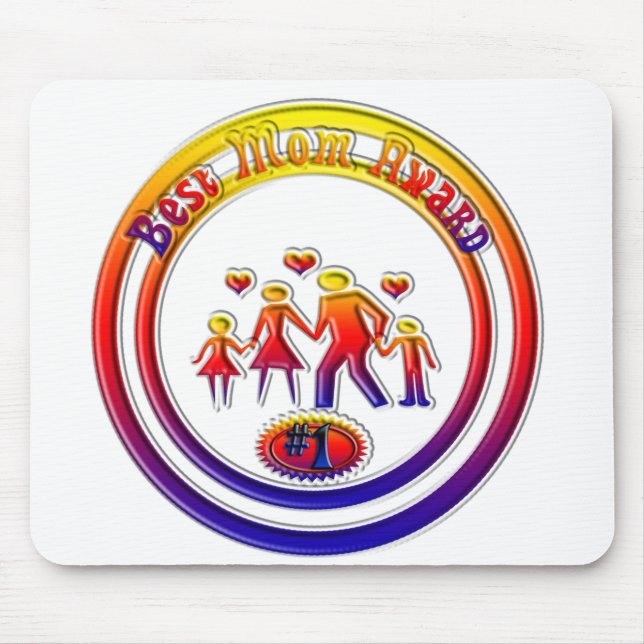 Best Mum Award Rainbow Family Mouse Mat (Front)