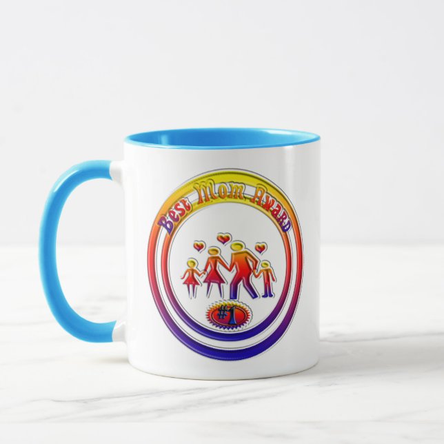 Best Mum Award Rainbow Family Mug (Left)