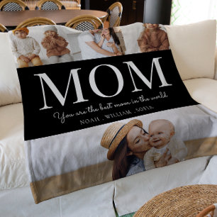 Best mum black and white 4 photo  fleece blanket