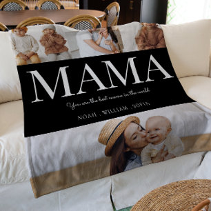 Best mum black and white 4 photo  fleece blanket