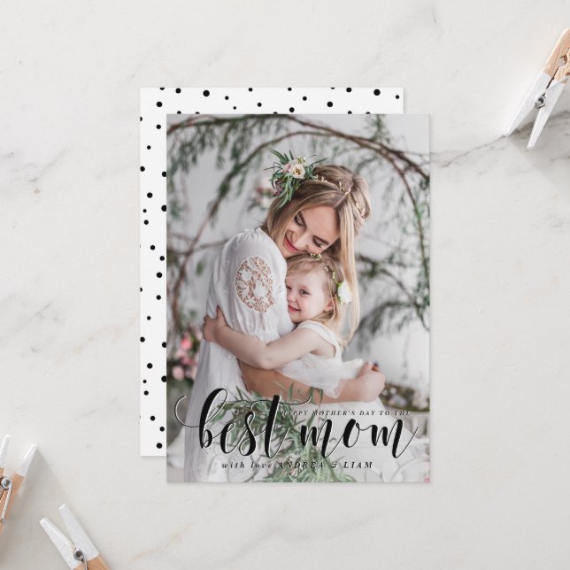 Best Mum | Black Modern Calligraphy Mother's Day Card (Front/Back In Situ)