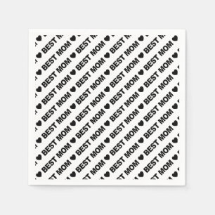 Best Mum Black on White Paper Napkin