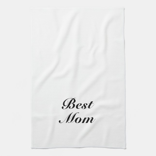 Best mum black white classic script elegant cute tea towel (Vertical)