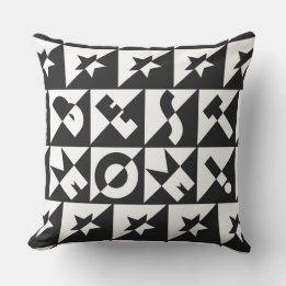 Best Mum Black with White Pattern and Stars Cushion