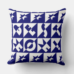 Best Mum Blue with White Pattern and Stars Cushion