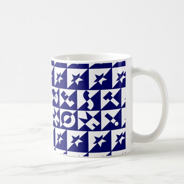 Best Mum Blue with White Pattern and Stars Mug (Right)