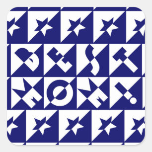 Best Mum Blue with White Pattern and Stars Sticker