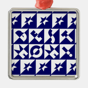 Best Mum Blue with White Pattern Stars Ornament