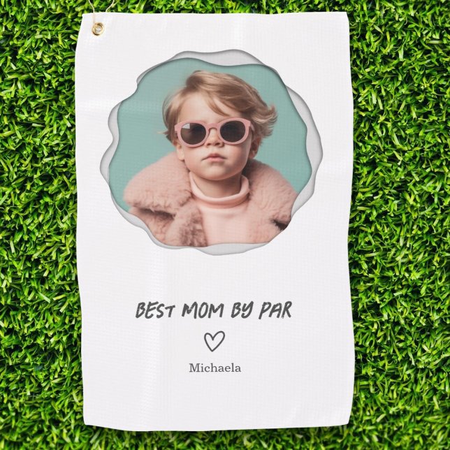 Best Mum by Par Custom Photo Mother Golf Towel (Creator Uploaded)
