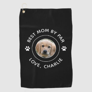 Best Mum By Par Dog Paw Print Photo Text Golf Pun Golf Towel