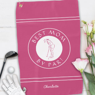 Best Mum By Par Elegant Golfer Funny Pink Girly Golf Towel