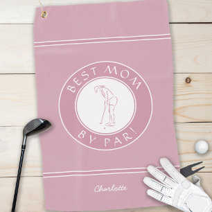 Best Mum By Par Elegant Sports Golfer Female Pink Golf Towel