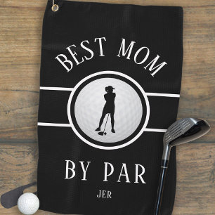 Best Mum By Par Golf Quote Monogram Black & White Towel