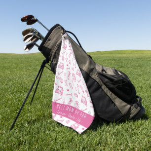 Best Mum By Par Golfer Custom Names Hand-drawn  Golf Towel