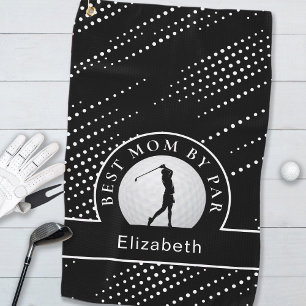 Best Mum By Par Golfer Modern Sports Black & White Golf Towel