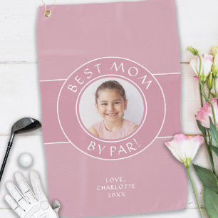 Best Mum By Par Golfer Photo Fun Gift Pink Custom Golf Towel