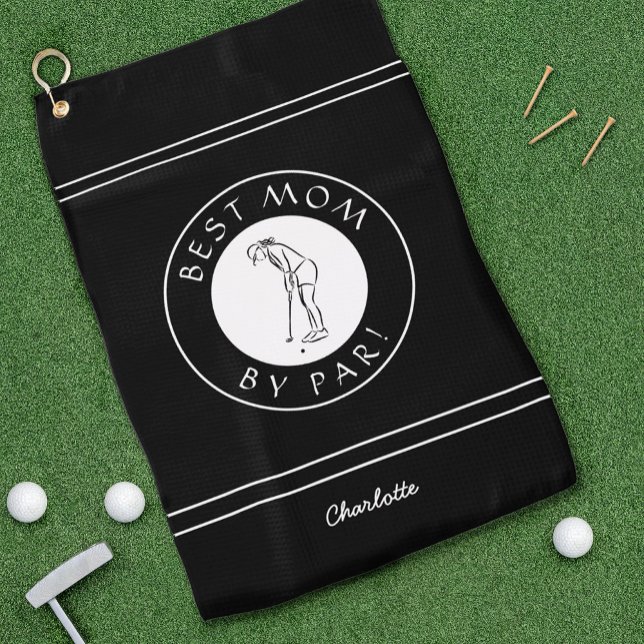 Best Mum By Par Golfer Pro Sports Funny Black Cute Golf Towel (Creator Uploaded)