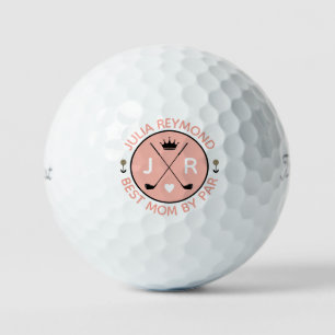 Best Mum By Par monogram golfer gift peach Golf Balls