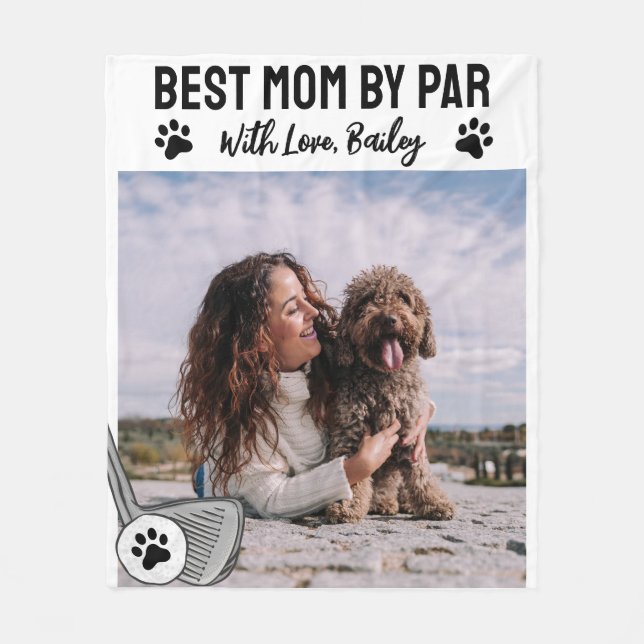 Best Mum By Par Paw Print Golf Fleece Blanket (Front)