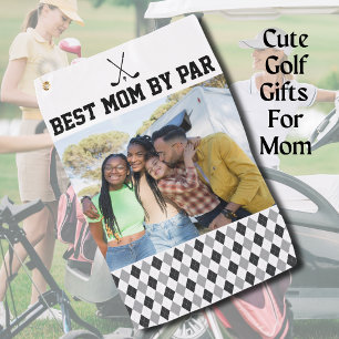 Best Mum By Par Photo Black and White Golf Towel