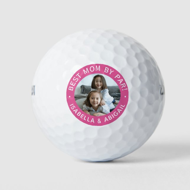Best Mum By Par Photo Pink Golf Balls (Front)