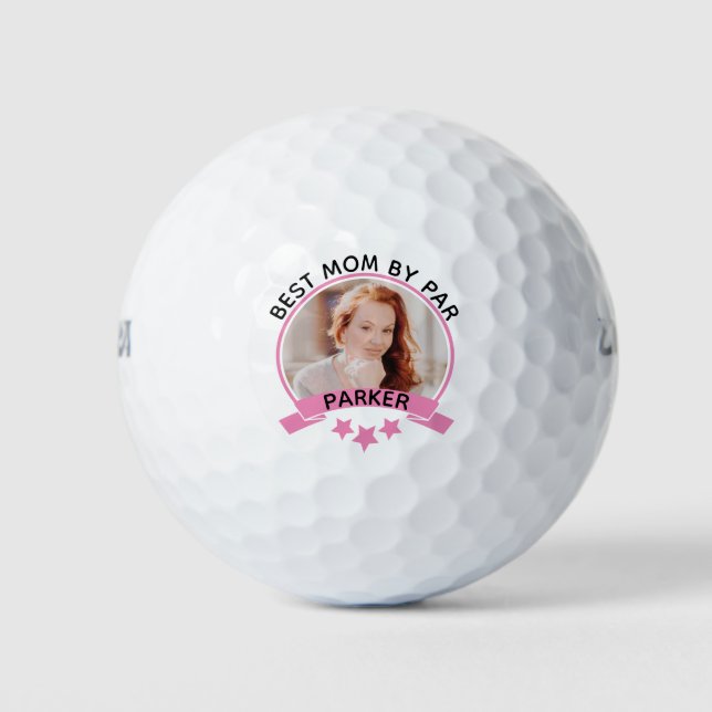 Best Mum By Par Pink Personalised Photo Golf Balls (Front)