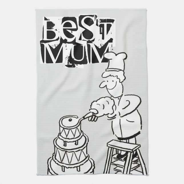 Best Mum Cake Maker Decorating Giant Cake Tea Towel (Vertical)
