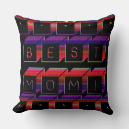 Best Mum Coloured Blocks & Black Background Cushion