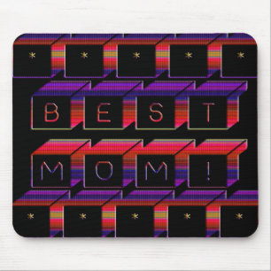 Best Mum Coloured Blocks & Black Background Mouse Mat