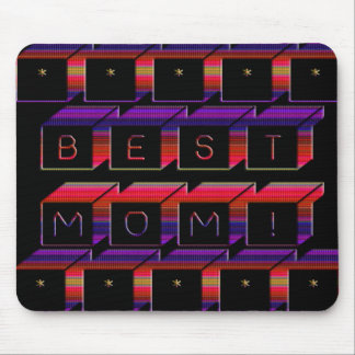Best Mum Coloured Blocks & Black Background Mouse Mat