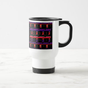 Best Mum Coloured Blocks & Black Background Travel Mug