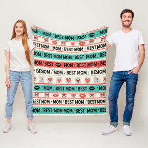 Best Mum Comic Hearts Retro Graphic Fleece Blanket