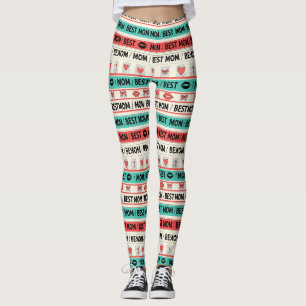 Best Mum Comic Hearts Retro Graphic Leggings