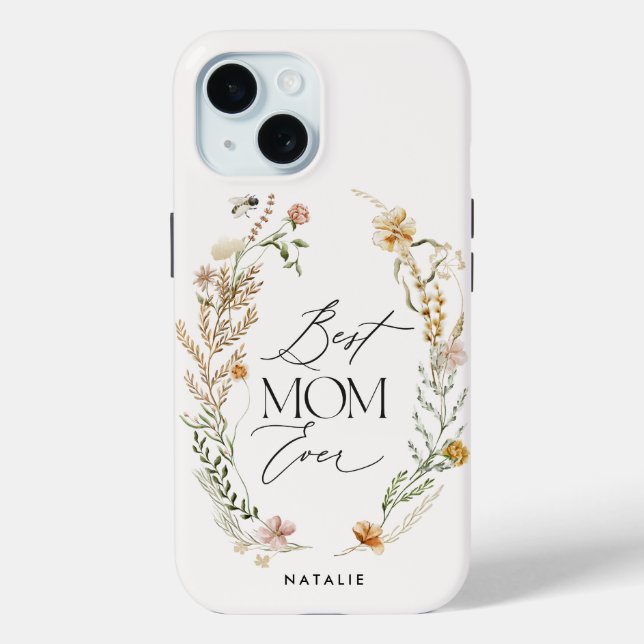 Best mum cream elegant wildflower floral elegant Case-Mate iPhone case (Back)