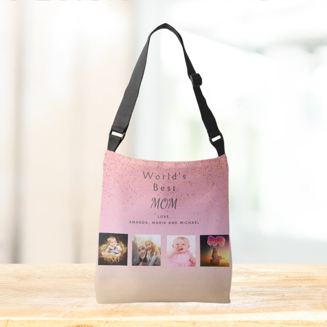 Best Mum custom family photo collage pink Tote Bag (Creator Uploaded)