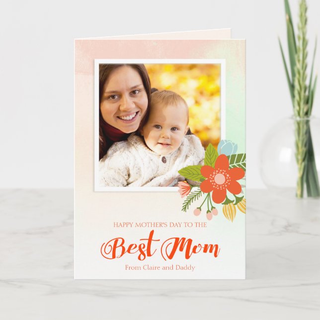 Best Mum, custom photo mother's day greeting card (Front)
