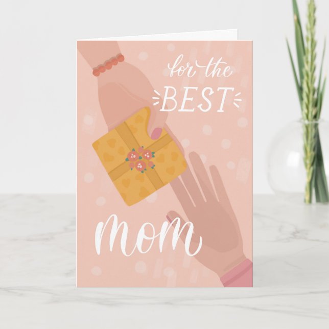 Best mum. Cute cartoon pink yellow mothers day  Card (Front)