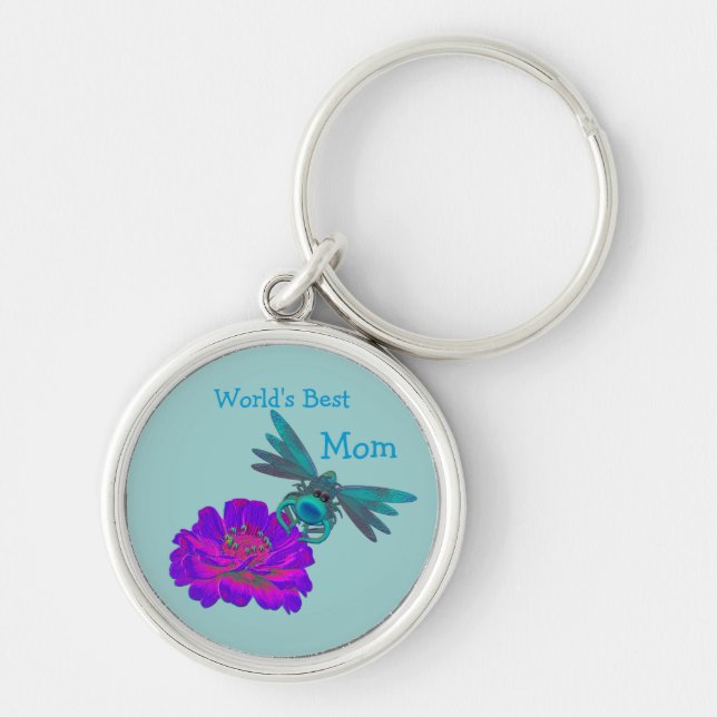 Best Mum Cute Dragonfly Flower Keychain (Front)
