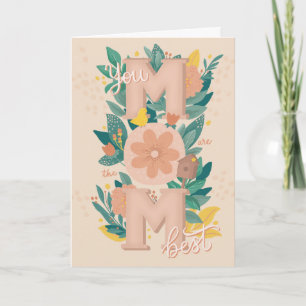Best Mum. Cute floral garden lettering mothers day Card