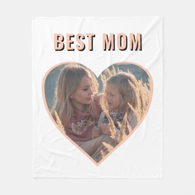 Best Mum Cute Heart Photo Mother`s Day   Fleece Blanket (Front)