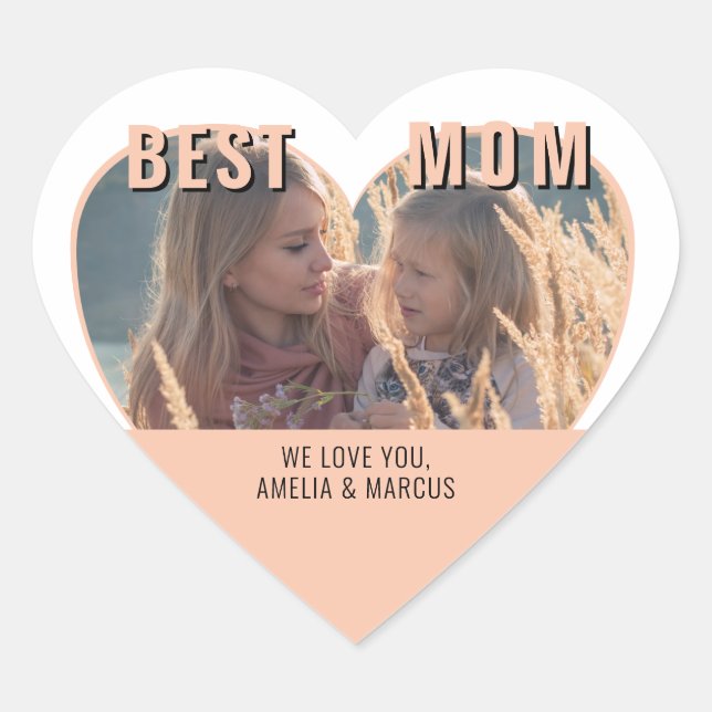 Best Mum Cute Heart Photo Mother`s Day   Heart Sticker (Front)