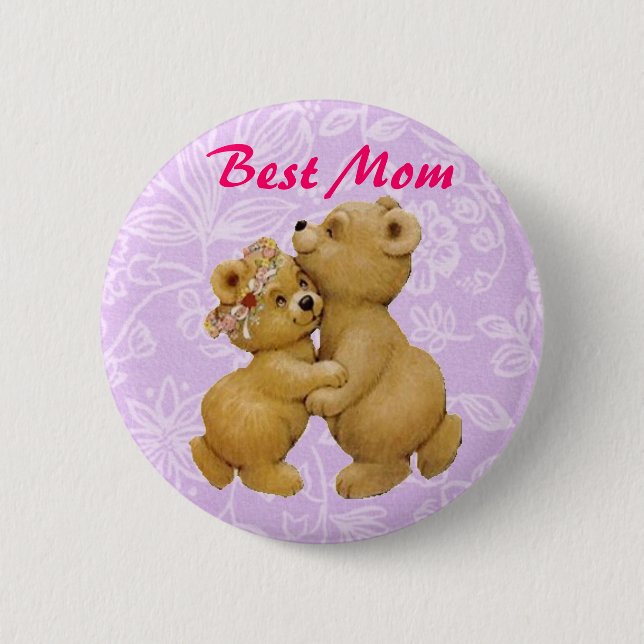 Best Mum Cute Mothers Day Dancing Teddy Bears 6 Cm Round Badge (Front)