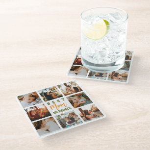 Best Mum Cute Trendy Collage Desk Family Coaster