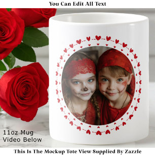 Best Mum / Dad Ever, Photo & Red Hearts, Modern Coffee Mug
