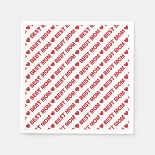 Best Mum Dark Red on White Paper Napkin