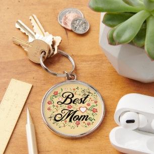 Best Mum Elegant Floral Design Key Ring