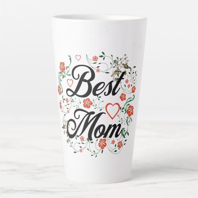 Best Mum Elegant Floral Design Latte Mug (Front)